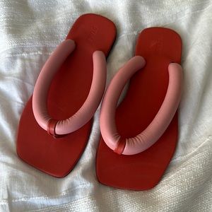 STUAD Puffy Flip Flop Sandal - EU 37 Orange and Pink Great Condition